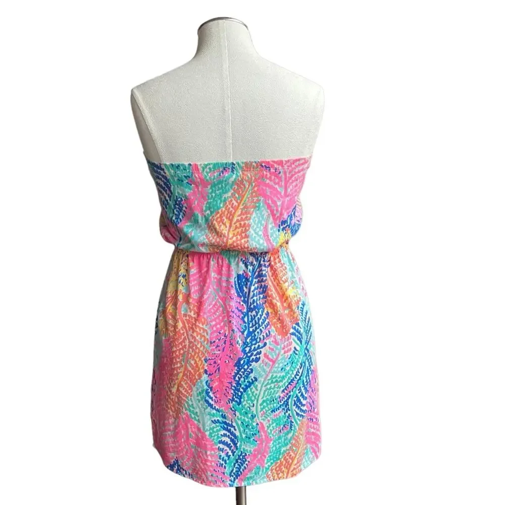 Kids Lilly Pulitzer Electric Feel Elastic Strapless Pima Cotton Casual Dress XXS